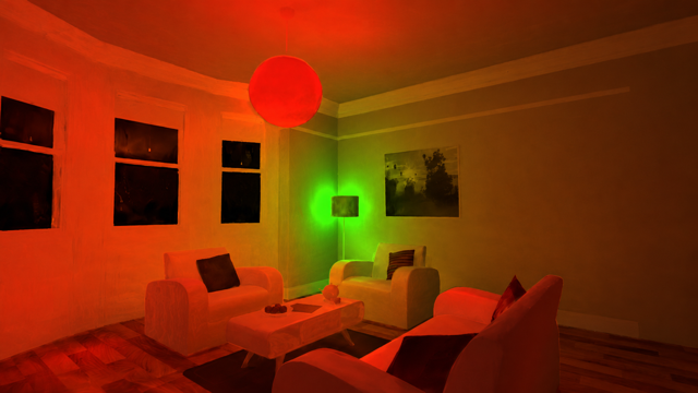 Controlled relighting of the living-room scene